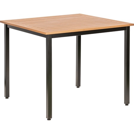 LORELL Square Lorell Teak Outdoor Table, 36.6 X 36.6 X 30.75, Faux Wood Top 42684
